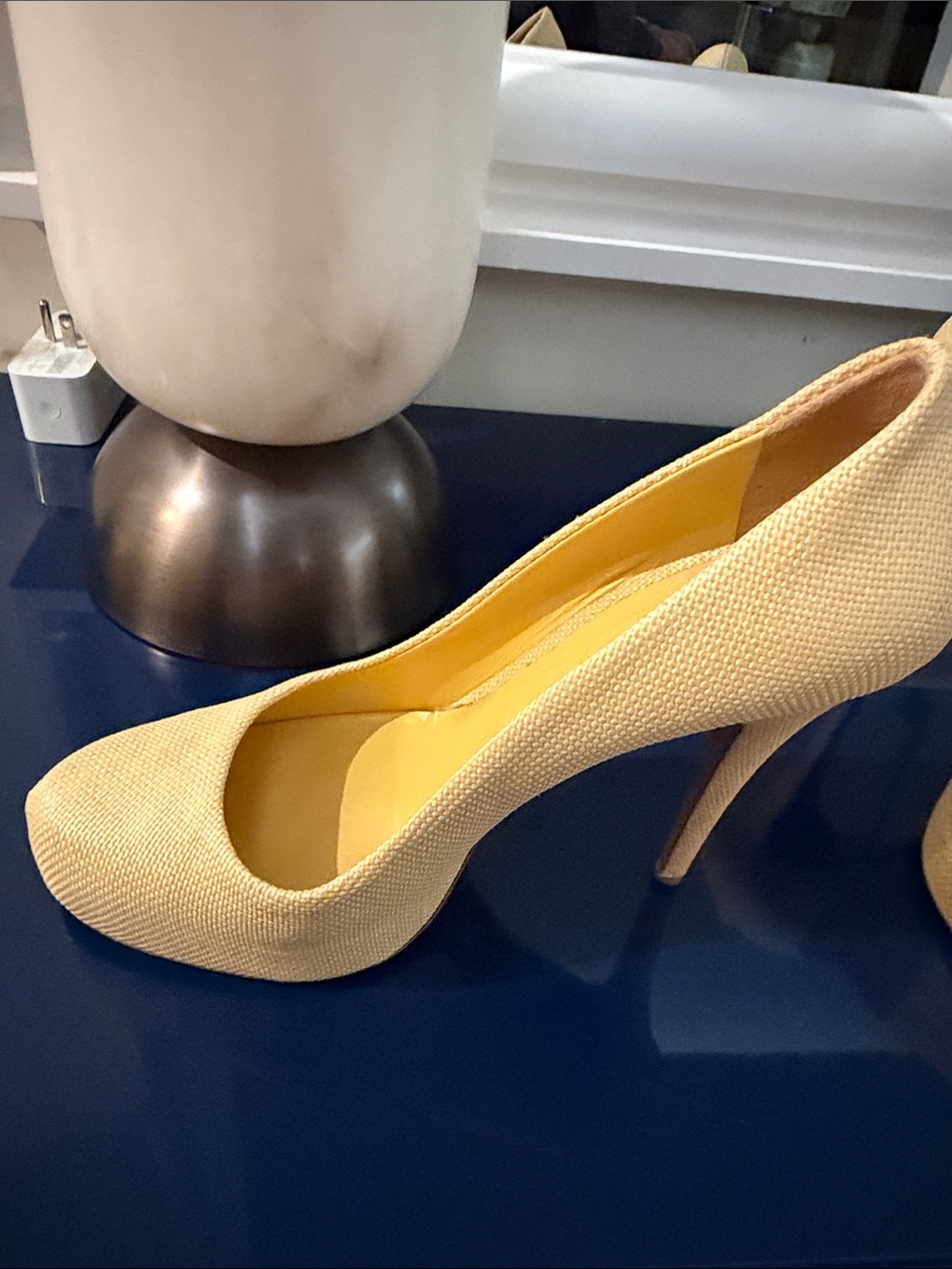D&G Beige Textile Closed-Toe Pumps - Picture 3 of 11